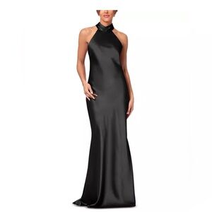 Aqua Black Satin Gown